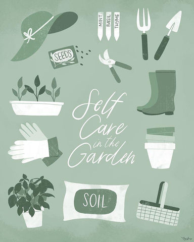 Self Care Garden Black Ornate Wood Framed Art Print with Double Matting by Louise, Gigi