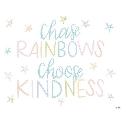 Chase Rainbows Pastel Black Modern Wood Framed Art Print with Double Matting by Louise, Gigi