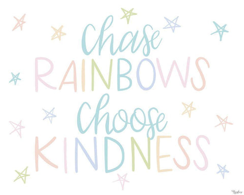 Chase Rainbows Pastel White Modern Wood Framed Art Print with Double Matting by Louise, Gigi