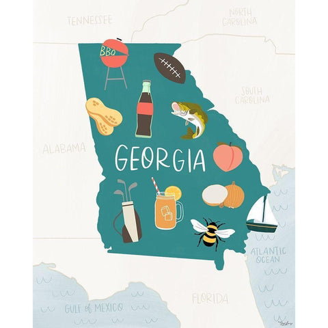 Georgia Pride White Modern Wood Framed Art Print by Louise, Gigi