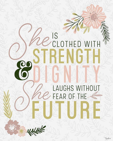 She Strength Black Ornate Wood Framed Art Print with Double Matting by Louise, Gigi