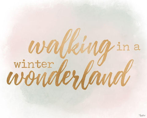 Winter Wonderland Gold Watercolor Black Ornate Wood Framed Art Print with Double Matting by Louise, Gigi
