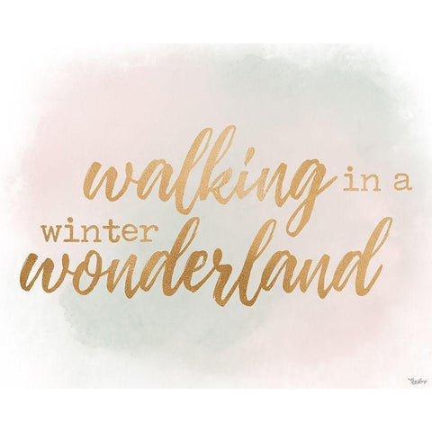 Winter Wonderland Gold Watercolor Black Modern Wood Framed Art Print with Double Matting by Louise, Gigi