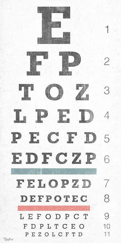 Eye Chart White Modern Wood Framed Art Print with Double Matting by Louise, Gigi