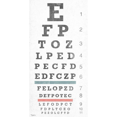 Eye Chart White Modern Wood Framed Art Print by Louise, Gigi