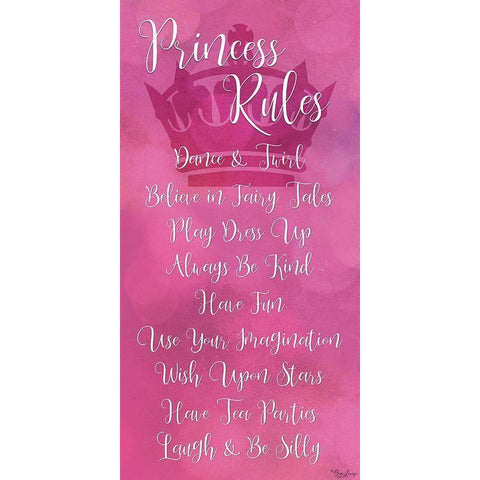 Princess Rules Script White Modern Wood Framed Art Print by Louise, Gigi