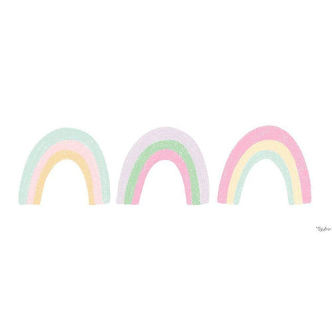 Pastel Rainbows Black Modern Wood Framed Art Print with Double Matting by Louise, Gigi