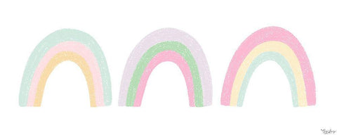 Pastel Rainbows White Modern Wood Framed Art Print with Double Matting by Louise, Gigi