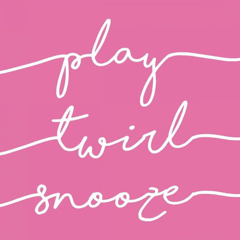 Play Twirl Snooze PINK White Modern Wood Framed Art Print by Louise, Gigi