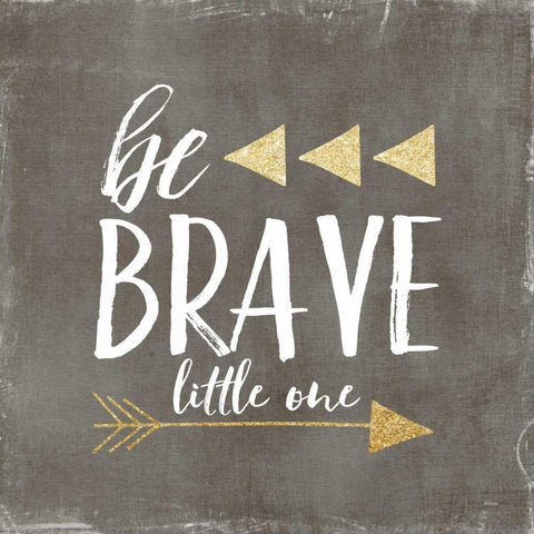 Be Brave Glitter Black Modern Wood Framed Art Print by Louise, Gigi