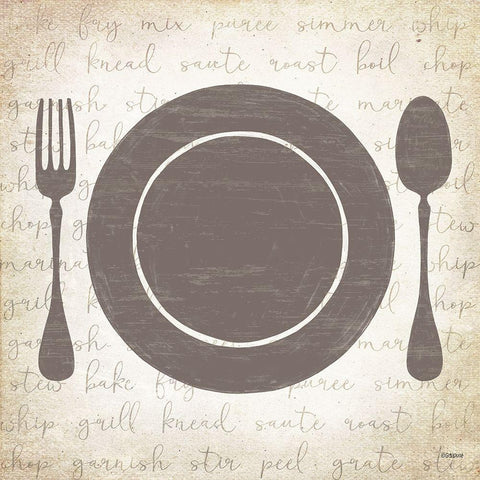 Plate Utensils Gold Ornate Wood Framed Art Print with Double Matting by Louise, Gigi