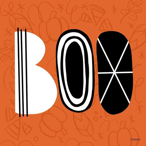 BOO White Modern Wood Framed Art Print with Double Matting by Louise, Gigi