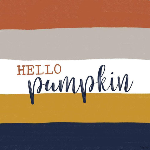 Hello Pumpkin 2 White Modern Wood Framed Art Print with Double Matting by Louise, Gigi