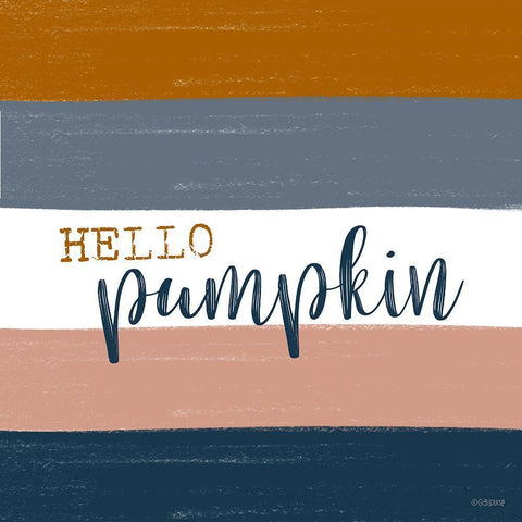 Hello Pumpkin White Modern Wood Framed Art Print with Double Matting by Louise, Gigi
