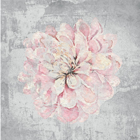 Pink Flower White Modern Wood Framed Art Print with Double Matting by Louise, Gigi