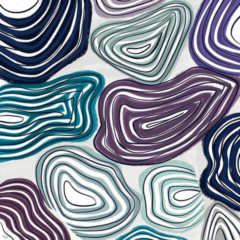 Purple Geodes Black Ornate Wood Framed Art Print with Double Matting by Louise, Gigi