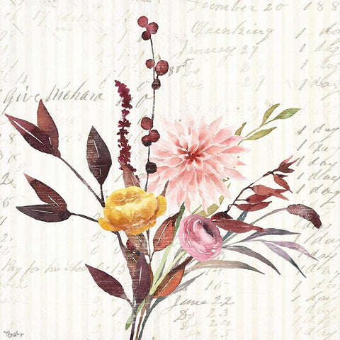 Wild Floral 1 Black Ornate Wood Framed Art Print with Double Matting by Louise, Gigi