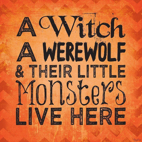 Witch Werewolf Black Modern Wood Framed Art Print by Louise, Gigi