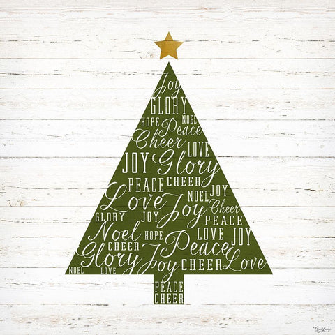 Christmas Words Tree Black Modern Wood Framed Art Print by Louise, Gigi