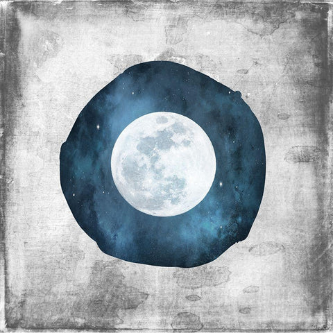 Blue Full Moon Black Modern Wood Framed Art Print by Louise, Gigi