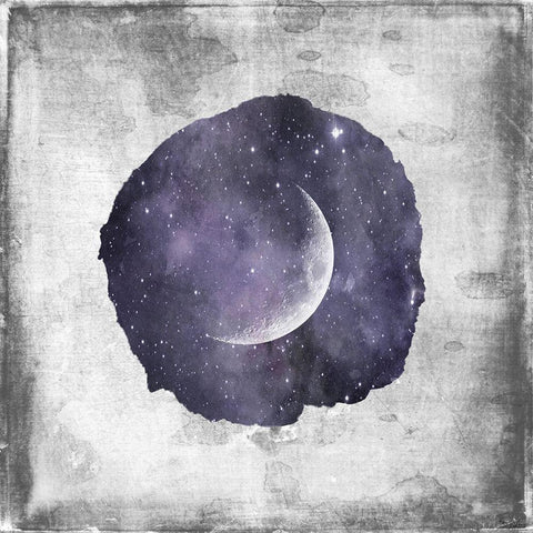 Purple Crescent Moon Black Modern Wood Framed Art Print by Louise, Gigi