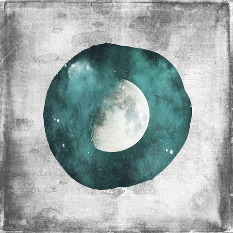 Teal Half Moon Black Modern Wood Framed Art Print by Louise, Gigi