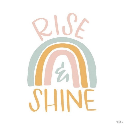 Rise Shine Rainbow White Modern Wood Framed Art Print by Louise, Gigi