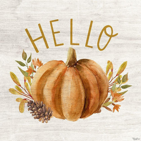 Hello Pumpkin Black Modern Wood Framed Art Print by Louise, Gigi