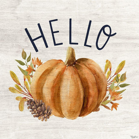 Hello Pumpkin Hello Black Modern Wood Framed Art Print by Louise, Gigi