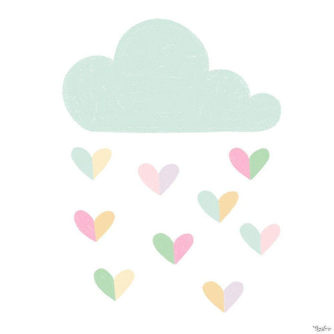 Cloud Hearts Black Modern Wood Framed Art Print with Double Matting by Louise, Gigi