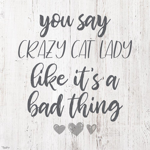 Cat Lady White Modern Wood Framed Art Print with Double Matting by Louise, Gigi