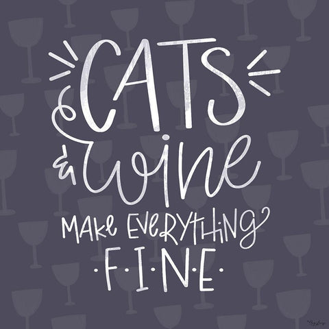 Cats Wine White Modern Wood Framed Art Print by Louise, Gigi