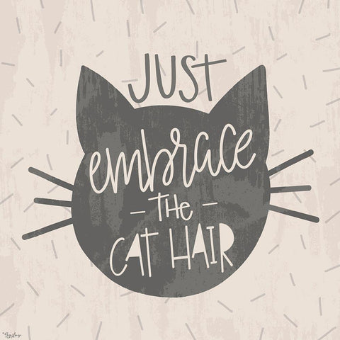 Embrace Cat Hair Black Modern Wood Framed Art Print by Louise, Gigi