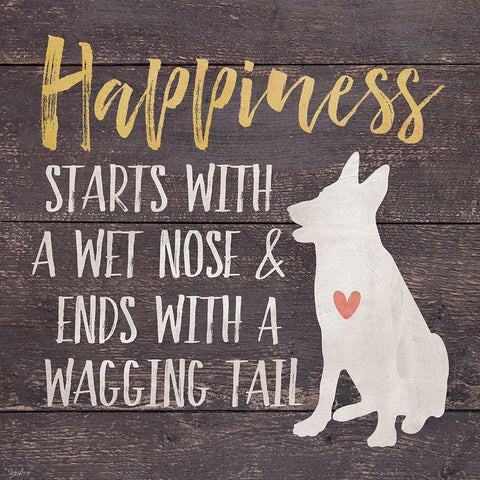 Happiness Dog Black Ornate Wood Framed Art Print with Double Matting by Louise, Gigi