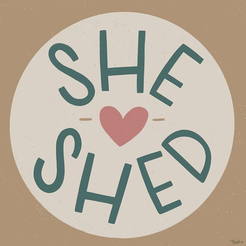 She Shed Round Black Modern Wood Framed Art Print by Louise, Gigi