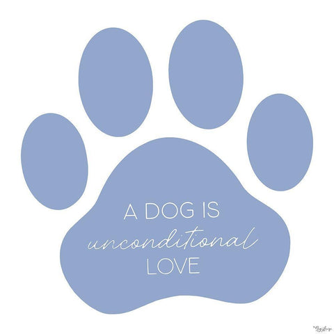 Blue Paw Print Black Ornate Wood Framed Art Print with Double Matting by Louise, Gigi