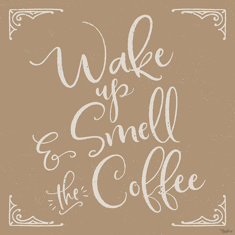 Smell The Coffee White Modern Wood Framed Art Print by Louise, Gigi