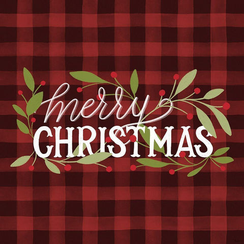 Christmas Plaid White Modern Wood Framed Art Print by Louise, Gigi