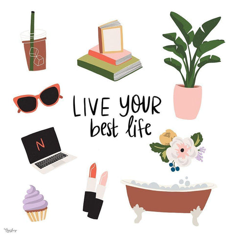Best Life White Modern Wood Framed Art Print with Double Matting by Louise, Gigi