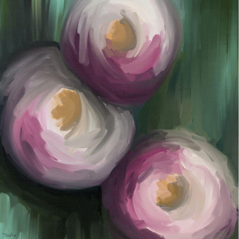 Abstract Pink Flowers Black Ornate Wood Framed Art Print with Double Matting by Louise, Gigi
