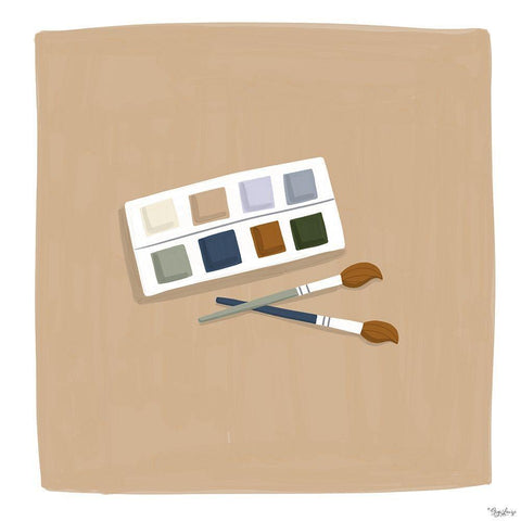 Paint White Modern Wood Framed Art Print with Double Matting by Louise, Gigi