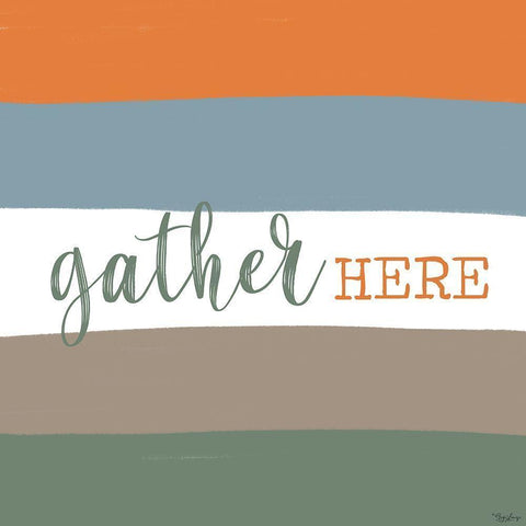 Gather Here Gold Ornate Wood Framed Art Print with Double Matting by Louise, Gigi