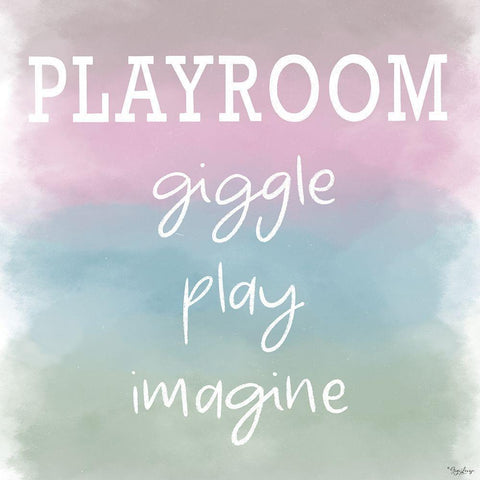 Giggle Play Watercolor White Modern Wood Framed Art Print with Double Matting by Louise, Gigi