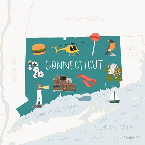 Connecticut White Modern Wood Framed Art Print by Louise, Gigi