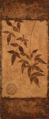 Vertical Leaves I Black Ornate Wood Framed Art Print with Double Matting by Emery, Kristin