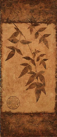 Vertical Leaves II White Modern Wood Framed Art Print with Double Matting by Emery, Kristin