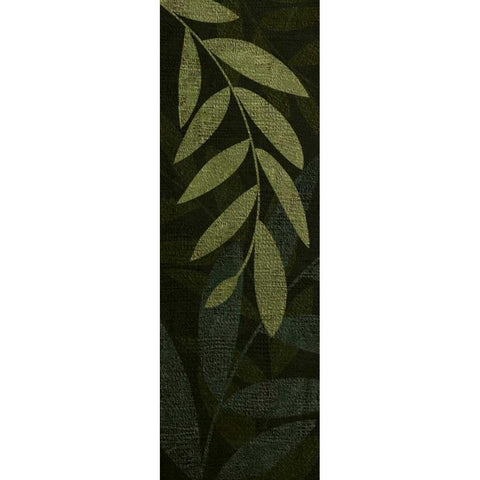 Dark Green Leaves Gold Ornate Wood Framed Art Print with Double Matting by Emery, Kristin