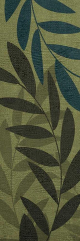 Light Green Leaves Black Ornate Wood Framed Art Print with Double Matting by Emery, Kristin