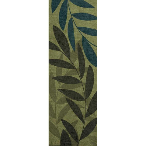 Light Green Leaves Black Modern Wood Framed Art Print with Double Matting by Emery, Kristin