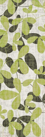 Cream Green Leaves White Modern Wood Framed Art Print with Double Matting by Emery, Kristin